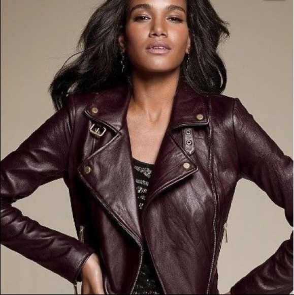 Victoria's Secret Jackets & Blazers - Victoria's Secret Leather Jacket Moto Style Deep Burgundy Size Medium